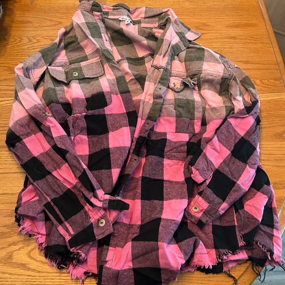 White Birch Pink and Black Plaid Top
